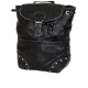 Women's Genuine Leather Studed Shoulder Bag, Back Pack 1 Big Pocket Black