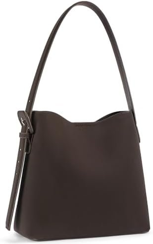 Bucket Bag Vegan Leather Shoulder Purses for Women Trendy Adjustable Strap