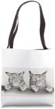 Sleepy Cats Vintage Black and White Illustration Tote Bag