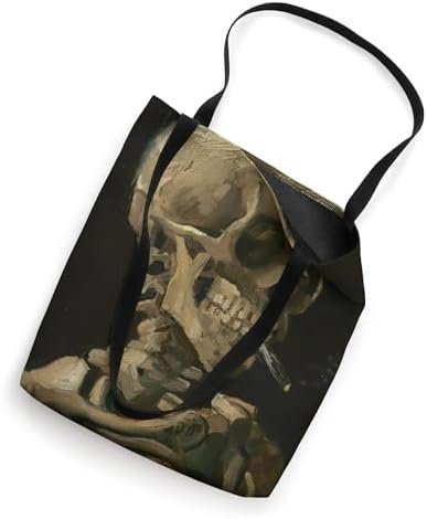 Head of Skeleton with a Burning Cigarette Van Gogh Painting Tote Bag