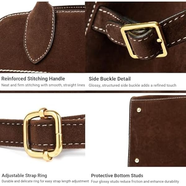 The Row Bag, Vintage Suede Tote for Women, Large Capacity Shoulder Satchel for Work Travel, Soft Leather Handbag