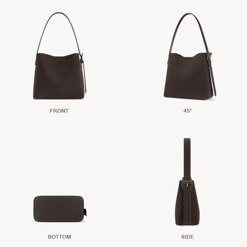 Bucket Bag Vegan Leather Shoulder Purses for Women Trendy Adjustable Strap