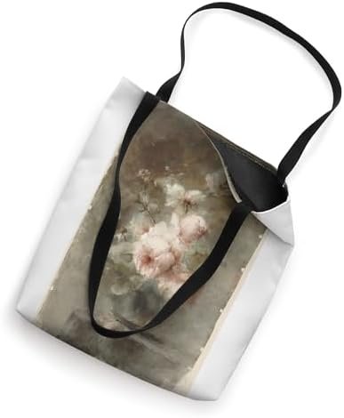 Victorian Art Pink and White Roses in Vase Flowers Painting Tote Bag