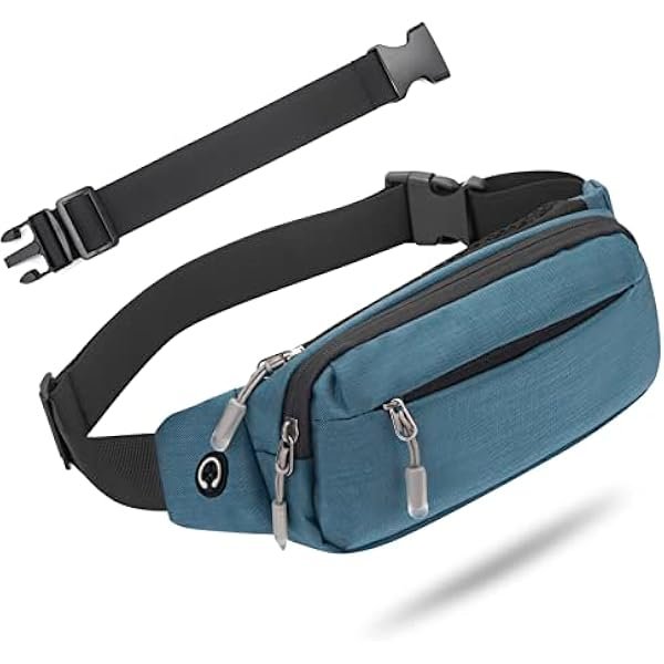 Fanny Pack Waist Packs with Extender for Men Women, Waist Pouch Bag Hip Pack with 3-Zipper Pockets Adjustable Straps for Casual Travel Hiking Running Outdoor Sports