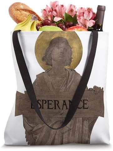 Girl Angel of Hope with a Halo Esperance Brown Vintage Art Tote Bag