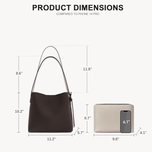 Bucket Bag Vegan Leather Shoulder Purses for Women Trendy Adjustable Strap