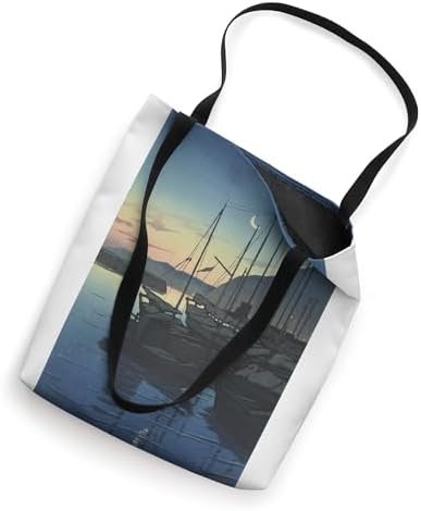 Dusky Blue Sky with Moon Crest Tote Bag