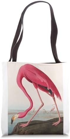 Pink Flamingo Bird Vintage Illustration Tote Bag