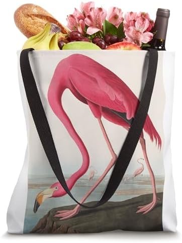 Pink Flamingo Bird Vintage Illustration Tote Bag