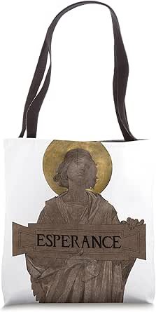 Girl Angel of Hope with a Halo Esperance Brown Vintage Art Tote Bag