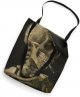 Head of Skeleton with a Burning Cigarette Van Gogh Painting Tote Bag