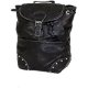 Women's Genuine Leather Studed Shoulder Bag, Back Pack 1 Big Pocket Black