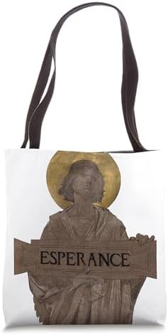 Girl Angel of Hope with a Halo Esperance Brown Vintage Art Tote Bag