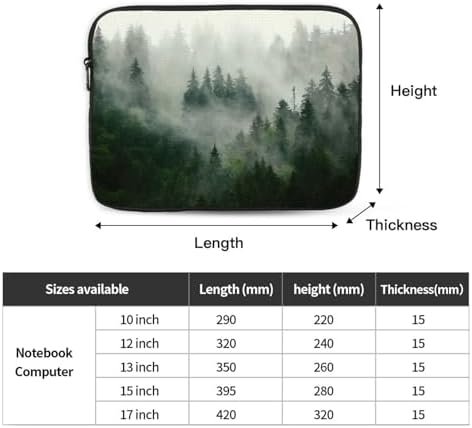 Green Tree Misty Landscape Print Laptop Case Stylish Water-Resistant Laptop Sleeve Carry Laptop Bag for Men Women