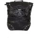 Women's Genuine Leather Studed Shoulder Bag, Back Pack 1 Big Pocket Black