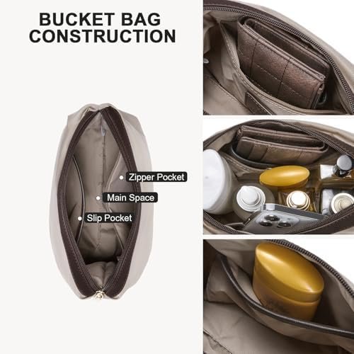 Bucket Bag Vegan Leather Shoulder Purses for Women Trendy Adjustable Strap