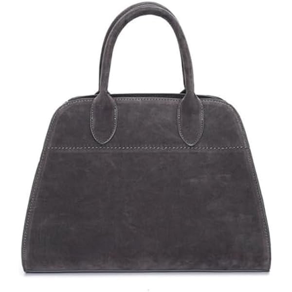 The Row Bag, Vintage Suede Tote for Women, Large Capacity Shoulder Satchel for Work Travel, Soft Leather Handbag