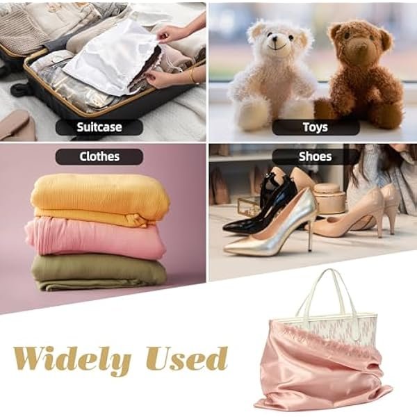 12 Pack Dust Bags for Handbags Travel Storage Pouch Silk Cloth Bag With Drawstring Large Storage Pouch for Handbag Purse Shoes Boots