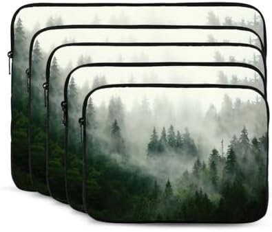 Green Tree Misty Landscape Print Laptop Case Stylish Water-Resistant Laptop Sleeve Carry Laptop Bag for Men Women