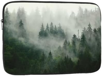 Green Tree Misty Landscape Print Laptop Case Stylish Water-Resistant Laptop Sleeve Carry Laptop Bag for Men Women
