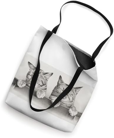 Sleepy Cats Vintage Black and White Illustration Tote Bag