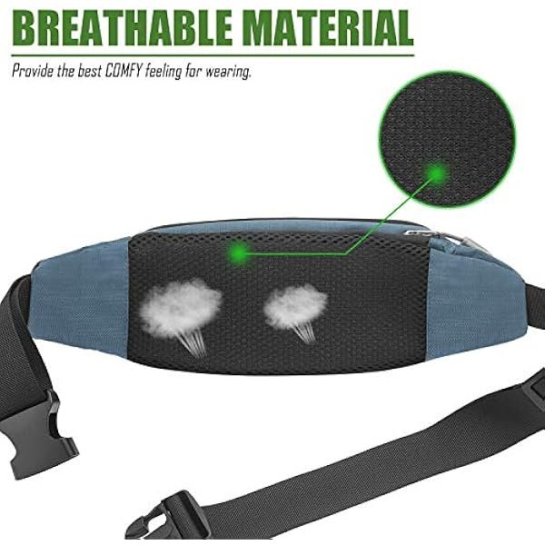 Fanny Pack Waist Packs with Extender for Men Women, Waist Pouch Bag Hip Pack with 3-Zipper Pockets Adjustable Straps for Casual Travel Hiking Running Outdoor Sports