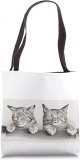 Sleepy Cats Vintage Black and White Illustration Tote Bag
