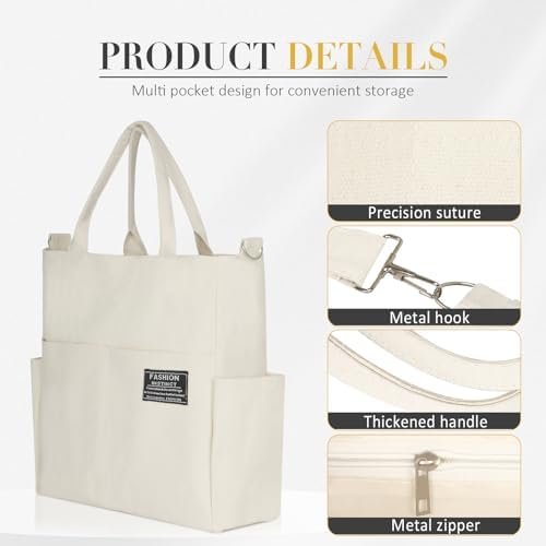 Women's Canvas Tote Bag Fashion Crossbody Handbag Large Capacity Travel Satchel
