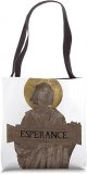 Girl Angel of Hope with a Halo Esperance Brown Vintage Art Tote Bag