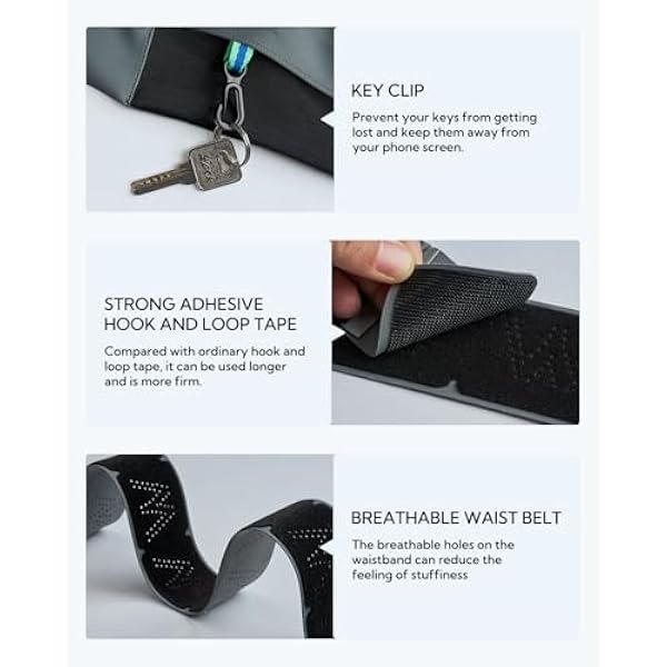 Running Belt Fanny Pack: Slim Waist Bag for Men Women, Workout Fitness Phone Holder for Exercise Marathon Jogging-Grey