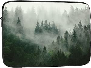 Green Tree Misty Landscape Print Laptop Case Stylish Water-Resistant Laptop Sleeve Carry Laptop Bag for Men Women